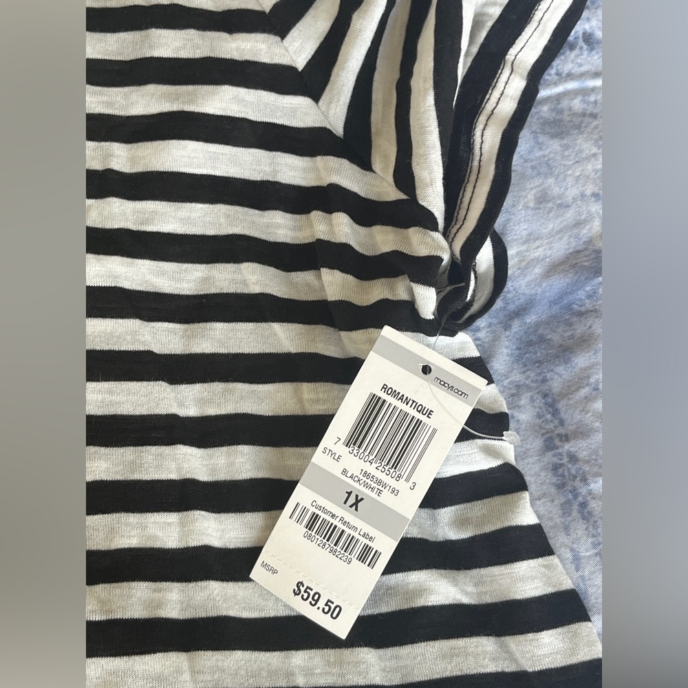 NWT I.N.C. International Concepts Cowl Neck striped top size 1X - Picture 7 of 14
